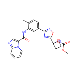 COC(=O)NC1(c2nc(-c3ccc(C)c(NC(=O)c4cnc5ccccn45)c3)no2)CCC1 ZINC000206110914