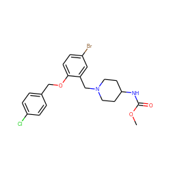 COC(=O)NC1CCN(Cc2cc(Br)ccc2OCc2ccc(Cl)cc2)CC1 ZINC000028822108