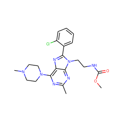 COC(=O)NCCn1c(-c2ccccc2Cl)nc2c(N3CCN(C)CC3)nc(C)nc21 ZINC000084712955