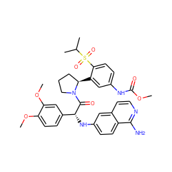 COC(=O)Nc1ccc(S(=O)(=O)C(C)C)c([C@@H]2CCCN2C(=O)[C@H](Nc2ccc3c(N)nccc3c2)c2ccc(OC)c(OC)c2)c1 ZINC001772604591