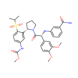 COC(=O)Nc1ccc(S(=O)(=O)C(C)C)c([C@@H]2CCCN2C(=O)[C@H](Nc2cccc(C(N)=O)c2)c2ccc(OC)c(OC)c2)c1 ZINC000164692850