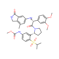 COC(=O)Nc1ccc(S(=O)(=O)C(C)C)c([C@H]2CCCN2C(=O)[C@H](Nc2cc(C)c3c(c2)C(=O)NC3)c2ccc(OC)c(OC)c2)c1 ZINC000164343835