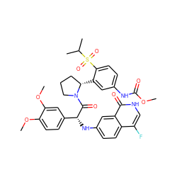 COC(=O)Nc1ccc(S(=O)(=O)C(C)C)c([C@H]2CCCN2C(=O)[C@H](Nc2ccc3c(F)c[nH]c(=O)c3c2)c2ccc(OC)c(OC)c2)c1 ZINC000164425694