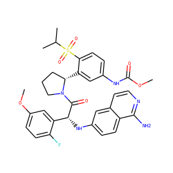 COC(=O)Nc1ccc(S(=O)(=O)C(C)C)c([C@H]2CCCN2C(=O)[C@H](Nc2ccc3c(N)nccc3c2)c2cc(OC)ccc2F)c1 ZINC000150601784