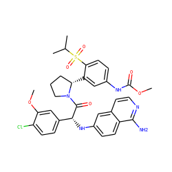COC(=O)Nc1ccc(S(=O)(=O)C(C)C)c([C@H]2CCCN2C(=O)[C@H](Nc2ccc3c(N)nccc3c2)c2ccc(Cl)c(OC)c2)c1 ZINC000150601774