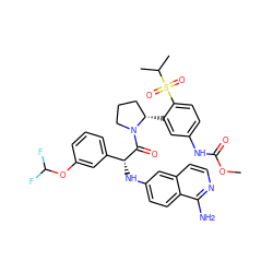 COC(=O)Nc1ccc(S(=O)(=O)C(C)C)c([C@H]2CCCN2C(=O)[C@H](Nc2ccc3c(N)nccc3c2)c2cccc(OC(F)F)c2)c1 ZINC000150601842