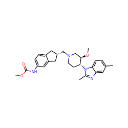 COC(=O)Nc1ccc2c(c1)C[C@@H](CN1CC[C@@H](n3c(C)nc4cc(C)ccc43)[C@H](OC)C1)C2 ZINC000029129048