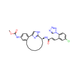 COC(=O)Nc1ccc2c(c1)CCCCCCC[C@H](NC(=O)/C=C/c1cc(Cl)ccc1-n1cnnn1)c1nc-2c[nH]1 ZINC000114225741