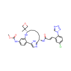 COC(=O)Nc1ccc2c(c1)N[C@H](C1(C)COC1)CCCC[C@H](NC(=O)/C=C/c1cc(Cl)ccc1-n1cnnn1)c1ncc-2[nH]1 ZINC000230573625