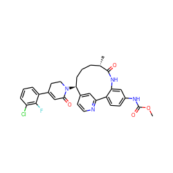 COC(=O)Nc1ccc2c(c1)NC(=O)[C@@H](C)CCC[C@H](N1CCC(c3cccc(Cl)c3F)=CC1=O)c1ccnc-2c1 ZINC000142274548