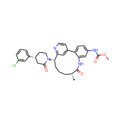 COC(=O)Nc1ccc2c(c1)NC(=O)[C@H](C)CCC[C@H](N1CC[C@@H](c3cccc(Cl)c3)CC1=O)c1cc-2ccn1 ZINC000169710309