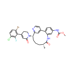 COC(=O)Nc1ccc2c(c1)NC(=O)[C@H](C)CCC[C@H](N1CCC(c3c(Br)ccc(Cl)c3F)=CC1=O)c1cc-2ccn1 ZINC000169341697