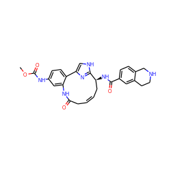 COC(=O)Nc1ccc2c(c1)NC(=O)C/C=C/C[C@H](NC(=O)c1ccc3c(c1)CCNC3)c1nc-2c[nH]1 ZINC000261174489