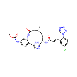 COC(=O)Nc1ccc2c(c1)NC(=O)C[C@H](C)CC[C@H](NC(=O)/C=C/c1cc(Cl)ccc1-n1cnnn1)c1ncc-2[nH]1 ZINC001772583956