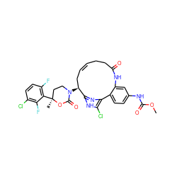 COC(=O)Nc1ccc2c(c1)NC(=O)CC/C=C/C[C@H](N1CC[C@](C)(c3c(F)ccc(Cl)c3F)OC1=O)c1nc-2c(Cl)[nH]1 ZINC000205448077