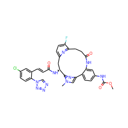 COC(=O)Nc1ccc2c(c1)NC(=O)CCc1nc(ccc1F)C[C@@H](NC(=O)/C=C/c1cc(Cl)ccc1-n1cnnn1)c1nc-2cn1C ZINC000169706127