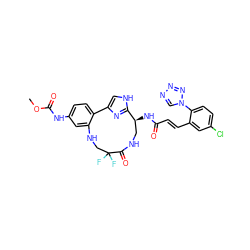 COC(=O)Nc1ccc2c(c1)NCC(F)(F)C(=O)NC[C@H](NC(=O)/C=C/c1cc(Cl)ccc1-n1cnnn1)c1nc-2c[nH]1 ZINC000167121056