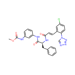 COC(=O)Nc1cccc(NC(=O)[C@H](Cc2ccccc2)NC(=O)/C=C/c2cc(Cl)ccc2-n2cnnn2)c1 ZINC000201531090