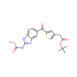 COC(=O)Nc1nc2cc(C(=O)c3cc(CC(=O)OC(C)(C)C)cs3)ccc2[nH]1 ZINC000027411070