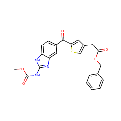 COC(=O)Nc1nc2cc(C(=O)c3cc(CC(=O)OCc4ccccc4)cs3)ccc2[nH]1 ZINC000027412623