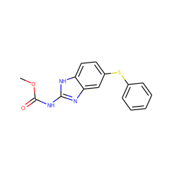 COC(=O)Nc1nc2cc(Sc3ccccc3)ccc2[nH]1 ZINC000000402911