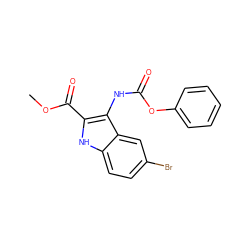 COC(=O)c1[nH]c2ccc(Br)cc2c1NC(=O)Oc1ccccc1 ZINC000002315544