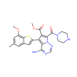 COC(=O)c1c(-c2cc3cc(C)cc(OC)c3s2)c2c(N)ncnn2c1C(=O)N1CCNCC1 ZINC000218068864