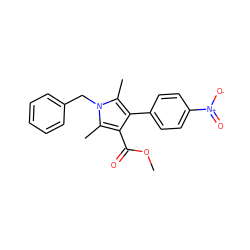 COC(=O)c1c(-c2ccc([N+](=O)[O-])cc2)c(C)n(Cc2ccccc2)c1C ZINC000073224620