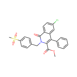 COC(=O)c1c(-c2ccccc2)c2cc(Cl)ccc2c(=O)n1Cc1ccc(S(C)(=O)=O)cc1 ZINC000029063661