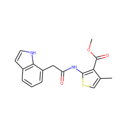 COC(=O)c1c(C)csc1NC(=O)Cc1cccc2cc[nH]c12 ZINC000066074086