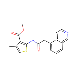 COC(=O)c1c(C)csc1NC(=O)Cc1cccc2cnccc12 ZINC000066074089