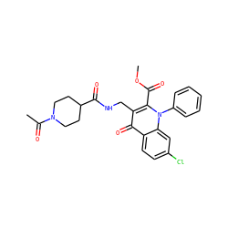 COC(=O)c1c(CNC(=O)C2CCN(C(C)=O)CC2)c(=O)c2ccc(Cl)cc2n1-c1ccccc1 ZINC000096170222