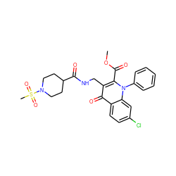 COC(=O)c1c(CNC(=O)C2CCN(S(C)(=O)=O)CC2)c(=O)c2ccc(Cl)cc2n1-c1ccccc1 ZINC000096170223