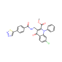 COC(=O)c1c(CNC(=O)c2ccc(-c3cnns3)cc2)c(=O)c2ccc(Cl)cc2n1-c1ccccc1 ZINC000096170216