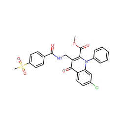 COC(=O)c1c(CNC(=O)c2ccc(S(C)(=O)=O)cc2)c(=O)c2ccc(Cl)cc2n1-c1ccccc1 ZINC000096170201