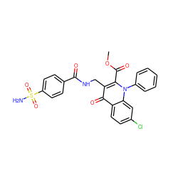 COC(=O)c1c(CNC(=O)c2ccc(S(N)(=O)=O)cc2)c(=O)c2ccc(Cl)cc2n1-c1ccccc1 ZINC000096170207