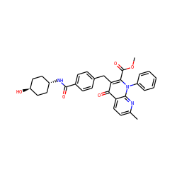 COC(=O)c1c(Cc2ccc(C(=O)N[C@H]3CC[C@H](O)CC3)cc2)c(=O)c2ccc(C)nc2n1-c1ccccc1 ZINC000254135281