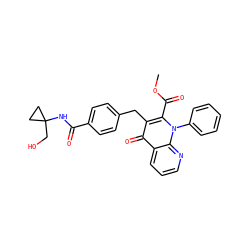 COC(=O)c1c(Cc2ccc(C(=O)NC3(CO)CC3)cc2)c(=O)c2cccnc2n1-c1ccccc1 ZINC000095578851