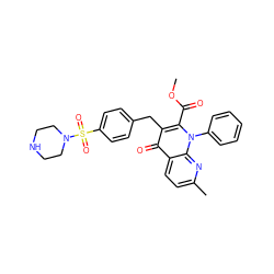 COC(=O)c1c(Cc2ccc(S(=O)(=O)N3CCNCC3)cc2)c(=O)c2ccc(C)nc2n1-c1ccccc1 ZINC000095562709