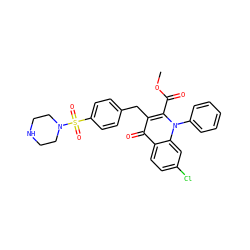 COC(=O)c1c(Cc2ccc(S(=O)(=O)N3CCNCC3)cc2)c(=O)c2ccc(Cl)cc2n1-c1ccccc1 ZINC000095558896