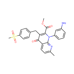 COC(=O)c1c(Cc2ccc(S(C)(=O)=O)cc2)c(=O)c2ccc(C)nc2n1-c1cccc(N)c1 ZINC000095561821