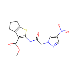 COC(=O)c1c(NC(=O)Cn2cc([N+](=O)[O-])cn2)sc2c1CCC2 ZINC000000673132