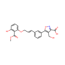 COC(=O)c1c(O)cccc1OC/C=C/c1cccc(-c2onc(C(=O)O)c2CO)c1 ZINC000014954269