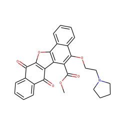 COC(=O)c1c(OCCN2CCCC2)c2ccccc2c2oc3c(c12)C(=O)c1ccccc1C3=O ZINC000028567978