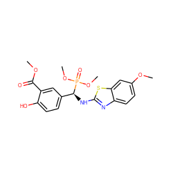 COC(=O)c1cc([C@H](Nc2nc3ccc(OC)cc3s2)P(=O)(OC)OC)ccc1O ZINC000207104634