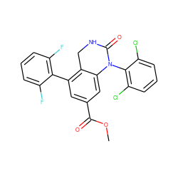 COC(=O)c1cc(-c2c(F)cccc2F)c2c(c1)N(c1c(Cl)cccc1Cl)C(=O)NC2 ZINC000013487109