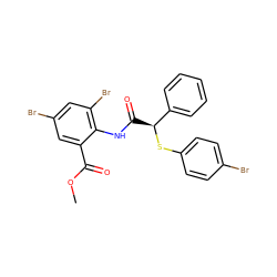 COC(=O)c1cc(Br)cc(Br)c1NC(=O)[C@H](Sc1ccc(Br)cc1)c1ccccc1 ZINC000096283160