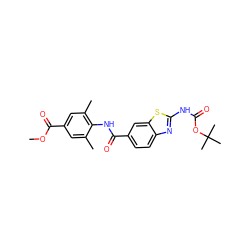 COC(=O)c1cc(C)c(NC(=O)c2ccc3nc(NC(=O)OC(C)(C)C)sc3c2)c(C)c1 ZINC000013533874