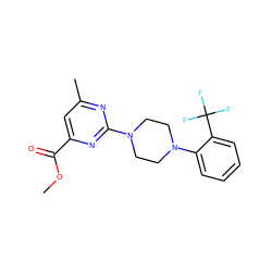 COC(=O)c1cc(C)nc(N2CCN(c3ccccc3C(F)(F)F)CC2)n1 ZINC000473087250