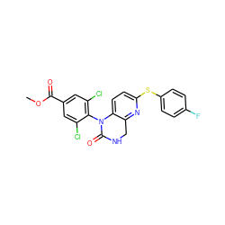 COC(=O)c1cc(Cl)c(N2C(=O)NCc3nc(Sc4ccc(F)cc4)ccc32)c(Cl)c1 ZINC000003928695